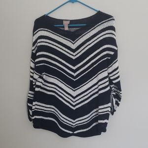 Chicos navy and white knit sweater